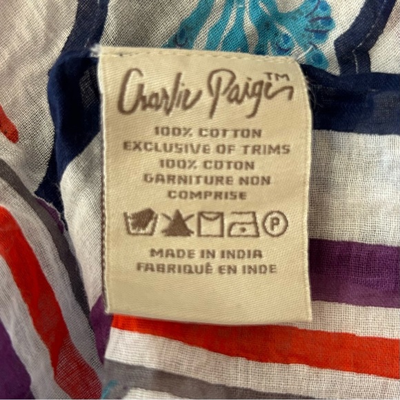 Charlie Paige Cotton Shell Print Beach Swim Lightweight Coverup Kimono,One Size - Picture 7 of 8